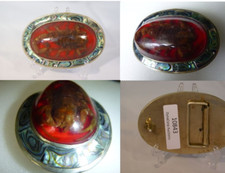 ANTIQUE HANDMADE SCORPION SILVER BELT BUCKLE WITH NATURAL GEM STONE