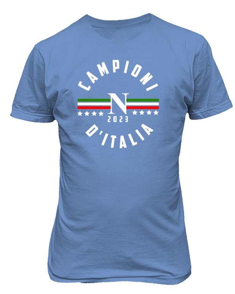 ADRE T-Shirt Uomo Napoli 4 Again - Maglietta Bianca 100% Cotone Unisex - T-Shirt Ricamata Celebrativa Campioni d'Italia Scudetto Napoli - Abbigliamento Tifosi Calcio Tricolore