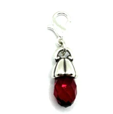Brighton Christmas Red Teardrop Bead Holiday Silver Snap Charm NWOT