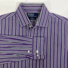 Polo Ralph Lauren Regent Shirt Purple Green Stripe Men's 16 32/33 Long Sleeve