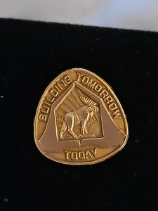 LOYAL ORDER OF MOOSE ~ BUILDING TOMORROW TODAY ~ GOLD TONE TIE TACK /  PIN