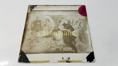 NSG Glass Magic Lantern Slide Photo MAN AND WOMAN DANCING AND BUBBLE CROWD