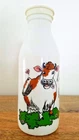 Egizia White Glass Fresh Milk Latte Fresco Heavy Bottle Cap Vintage Italy Farm