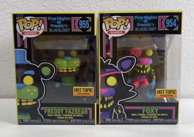 FNAF Blacklight Freddy Fazbear 955 & Foxy 954 Funko Pop Set In