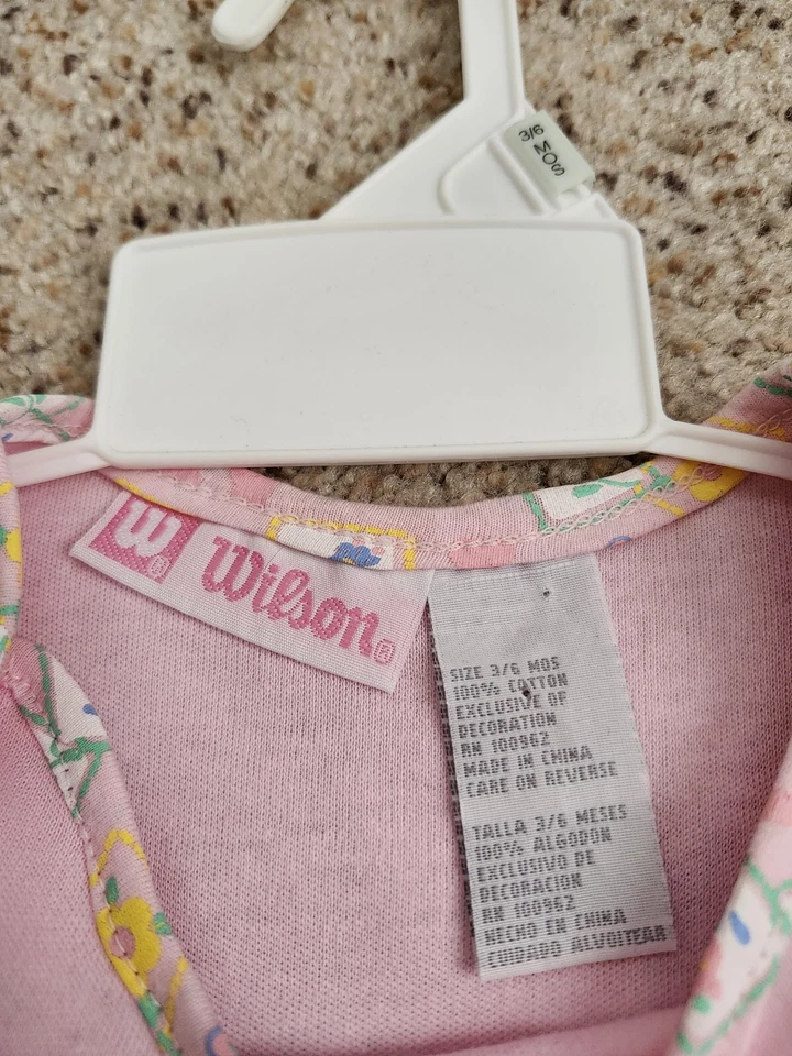 Новый с ярлыком винтажный Wilson розовый девочки боди и шляпа размер 3-6 месяцев  - Изображение 3 из 4