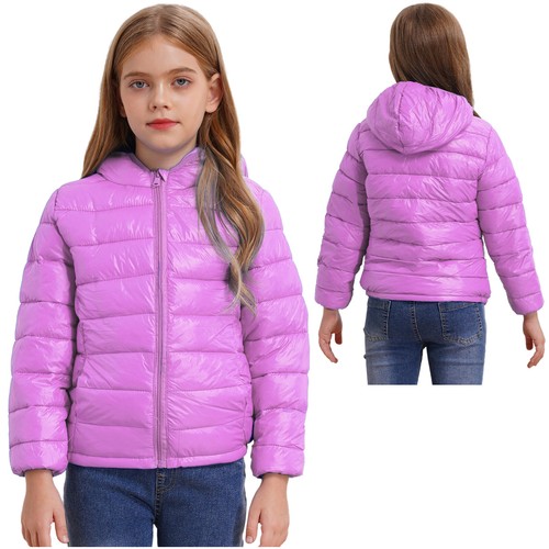 Boys Girls Down Coat Winter Hoodie Ultra Lightweight Packable Jacket Outerwear - Picture 44 of 107