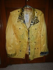 Lindi Womens Yellow/black Poly/nylon Lined Zip-front Safari Jacket Lg Nwt $85.