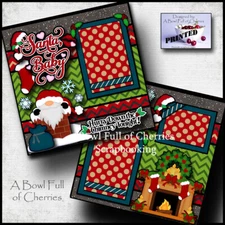 SANTA BABY Christmas 2 premade scrapbook pages paper piecing printed CHERRY 0121