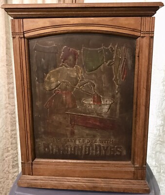 Antique & Unique Diamond Dyes Country Store Display Cabinet / Nice Illustration