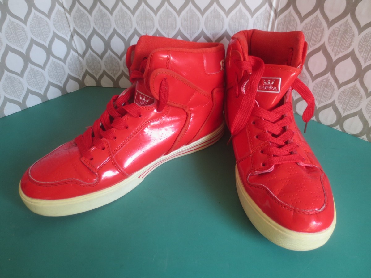 Vintage Retro Old School Supra Patent Red Hi-Top Vaider Sneaker