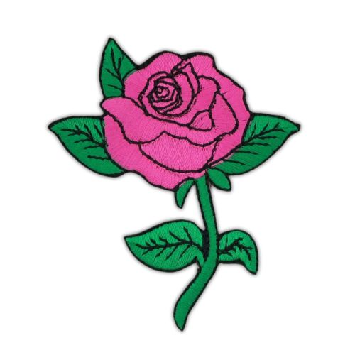 ak05★Rose Blume Rosa Aufnäher aufbügeln Bügelbild Patch Applikation 6,3 x 7,8 cm - Afbeelding 1 van 8