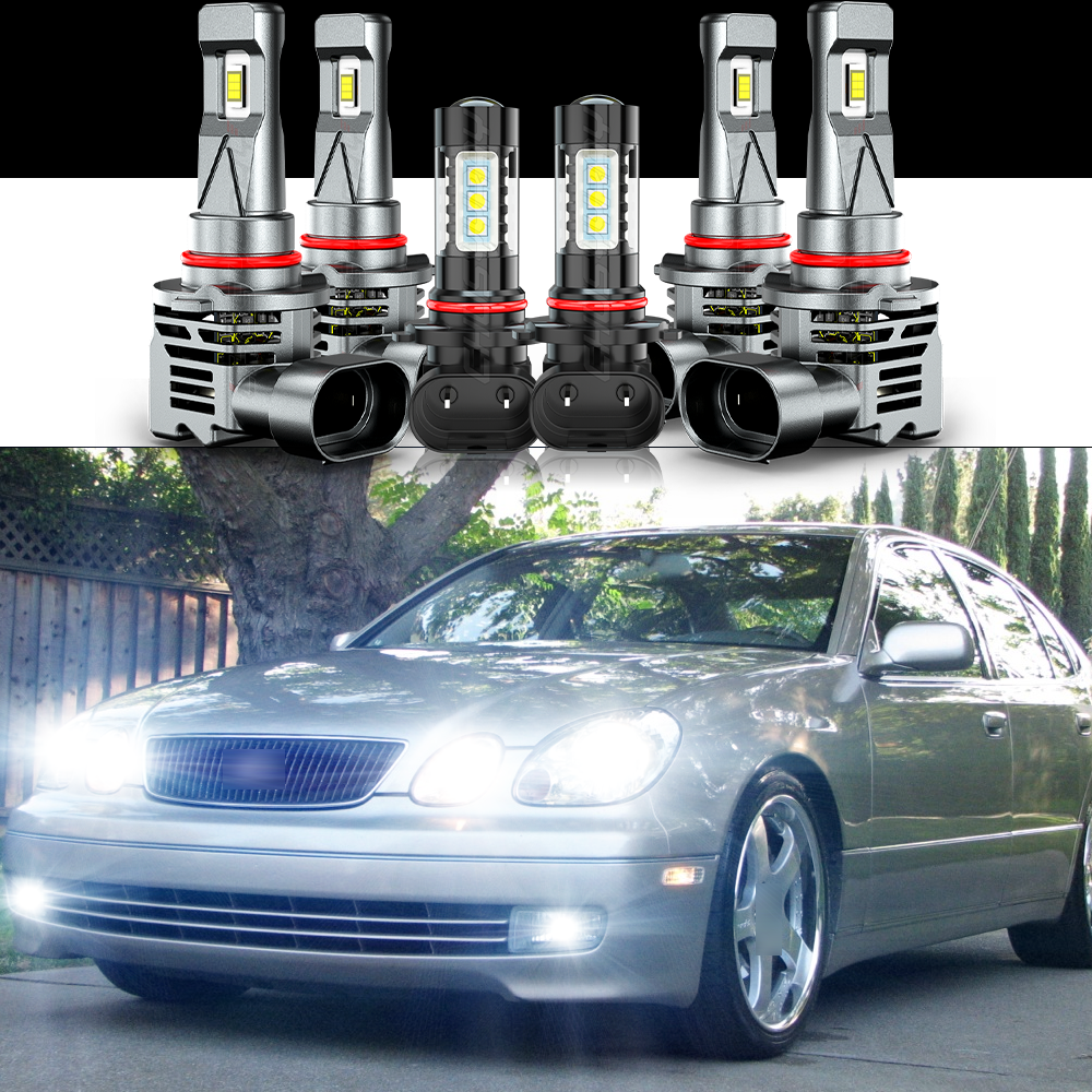 For Lexus GS300 GS400 1998-2005 - 6x 6000K LED Headlights & Fog