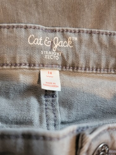 Cat & Jack Jeans Girls Size 14 Straight Recto Slightly Distressed Denim Gray - Picture 13 of 14