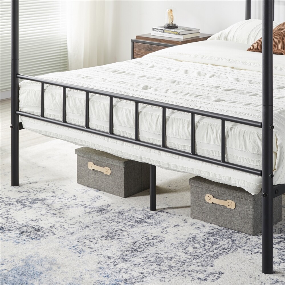 Metal Canopy Bed Frame With Headboard/Footboard Four-poster Metal Canopy Bed Frame With Headboard/Footboard Four-poster