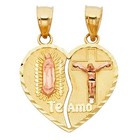 Crucifix Heart pendant Ejpt405 Solid 14K gold Guadalupe &