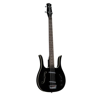 Danelectro 58 Longhorn Bass F-Hole Hot Black - Halbakustik-Bass