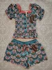 Matilda Jane 8 Enchanted Garden Palmer Peasant Smocked Top Lake Marble Shorties