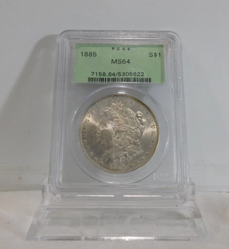 GREEN LABEL!  1885-P  MORGAN Silver Dollar, PCGS MS-64!