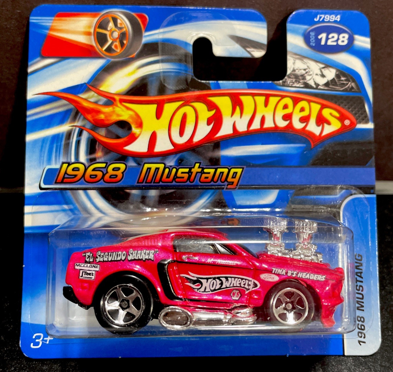 Hot Wheels 2006 1968 Mustang-Mainline- Pink, 5SP Wheels-Ford-No Tampo Short Card