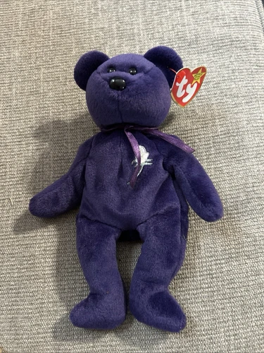 vintage 1997 ty beanie baby purple princess Diana  Bear