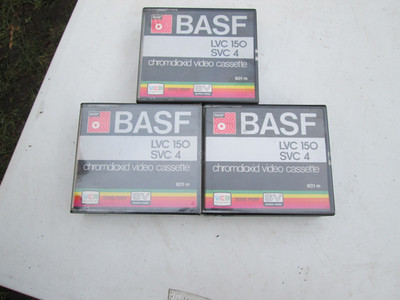 3 BASF LVC 150 SVC 4 Chromdioxid Video-Kassetten, unbespielt, wie neu.