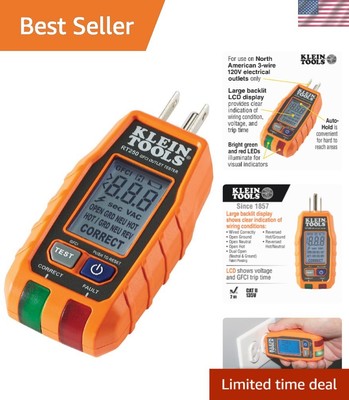 RT250 GFCI Tester with LCD - Reliable Voltage Testing & Enhanced Safety Features