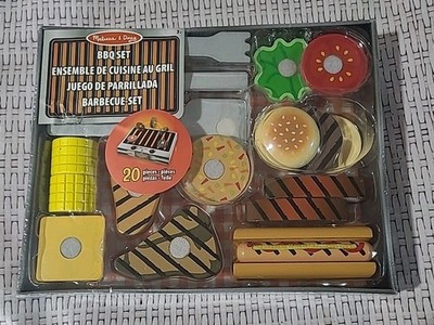 Melissa & Doug Wooden Grill Serve BBQ Grill Set 20 pieces Toy New FREE SHIPPING
