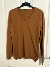Anne Weyburn Women’s 100% Cashmere V-Neck Jumper Size 42/44 UK 14/16 Brown
