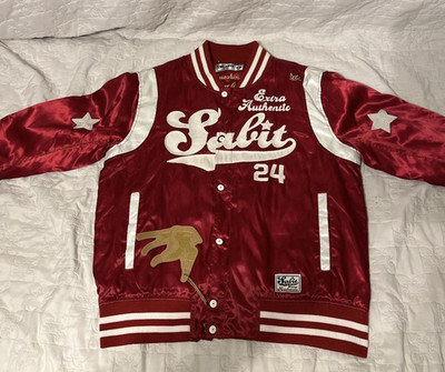 Sabit NYC Red White Varsity Jacket XL Embroidered Star Patch Button