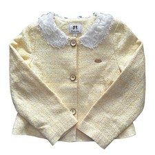 CURLY SUE Girls Yellow Jacket Blazer Size 120/60 US 6-7 Ribbon Accent Lined