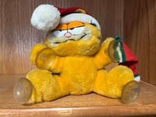 Garfield 1981 vintage Dakin plush with stocking Stuff It window cling 7" tall