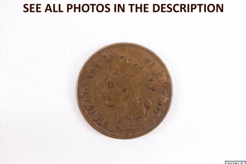 NobleSpirit (TM) KEY DATE 1877 Indian Head Cent Penny VG Very Good Nice Color