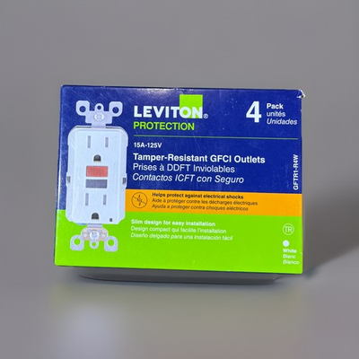 #ad Leviton 15A 125V GFCI Outlet White 4 Pack $29.99
