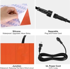 2 Pcs Engine Silicone Heating Pad-5" X 4" Detachable Oil Pan Heater with 194℉...