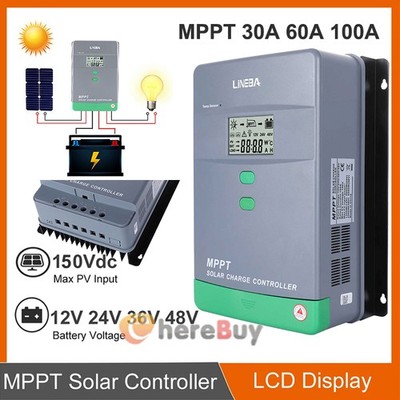 30/60/100A MPPT Solar Charge Controller Panel 12/24V  Battery Regulator Outdoor