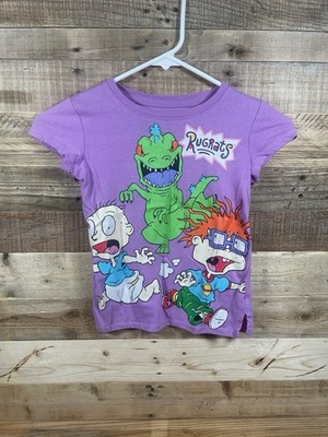 Nickelodeon Rugrats Tommy Chuckie Girls Purple XS(4/5) T Shirt Short Sleeve Top