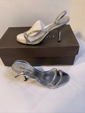 Club Zone Silver Bling Slingback Heels Women's Size 9M Evening Prom Party Shoes