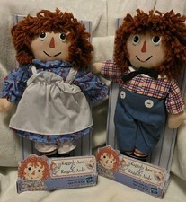 Vintage 2000 Set Raggedy Ann  Andy Dolls by Hasbro 12" Soft Toy Ann  Andy NIB