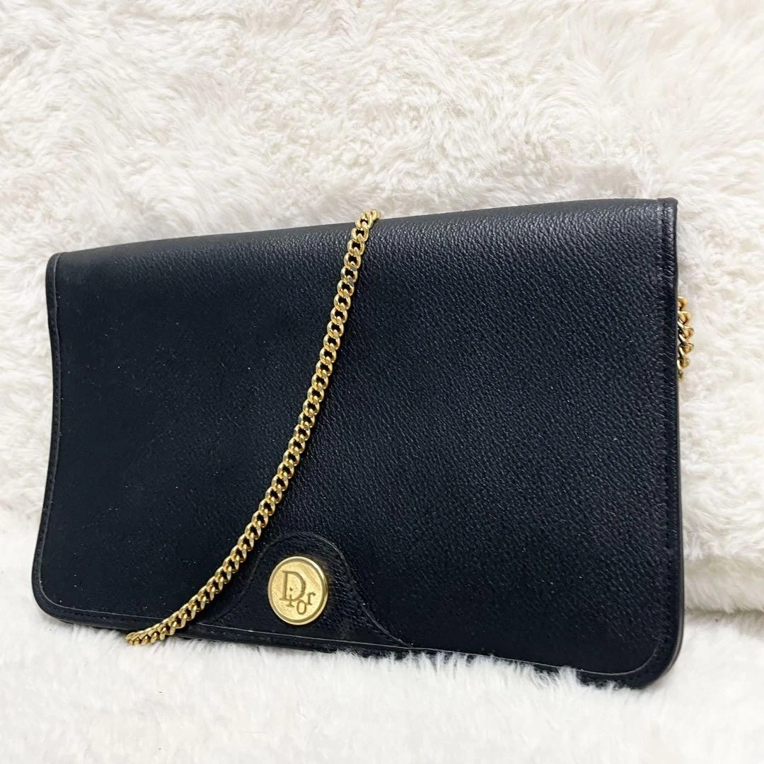 Sac bandoulière Dior chaîne nid d'abeille logo ferrures métal grande capacité noir