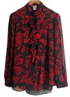 Chicos Floral Blouse & Cami Size 12/14 NWT Ruffled Front Red Blk Business Casual