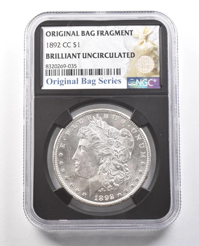 1892-CC Morgan Silver Dollar Original Bag Fragment BU NGC *6147