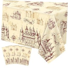 4Pcs Wizard Tablecloth Birthday Party Wizards Themed Halloween Table Covers 51