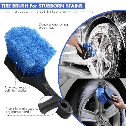62'' Car Wash Brush with Long Handle, Scratch-Free Car Wash Mop Kit with Wheel 