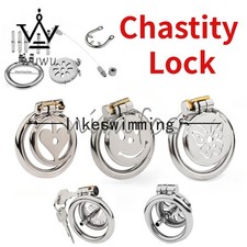 Stainless Steel Male Flat Chastity Cage Devices Anti Cheating Ring Lock Belt