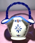 RARE !! Fenton Milk Glass Americana (RED WHITE & Blue) Basket, Excellent!