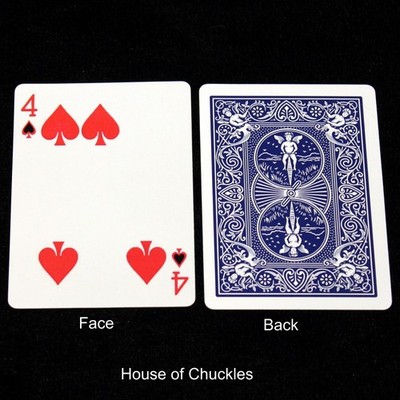 4 of Spades - Red with Black - Moved Pip, Bicycle Printed Gaff Card, Blue