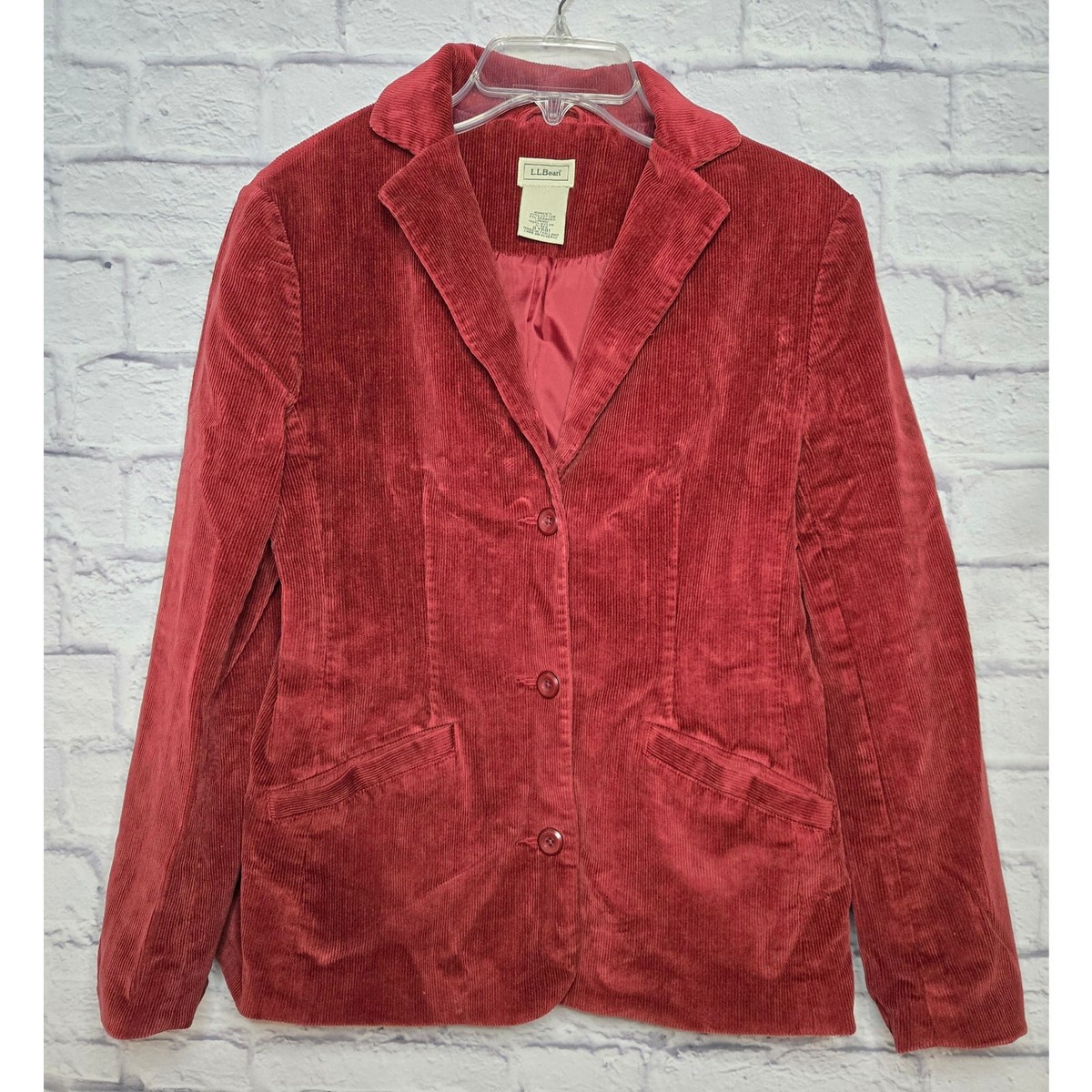 LL.Bean red corduroy vintage 90s button blazer coat cotton 4 