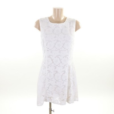 MINKPINK Kleid Dress Spitze Festlich Skaterdress Standesamt Weiß Ivory Gr. S 36