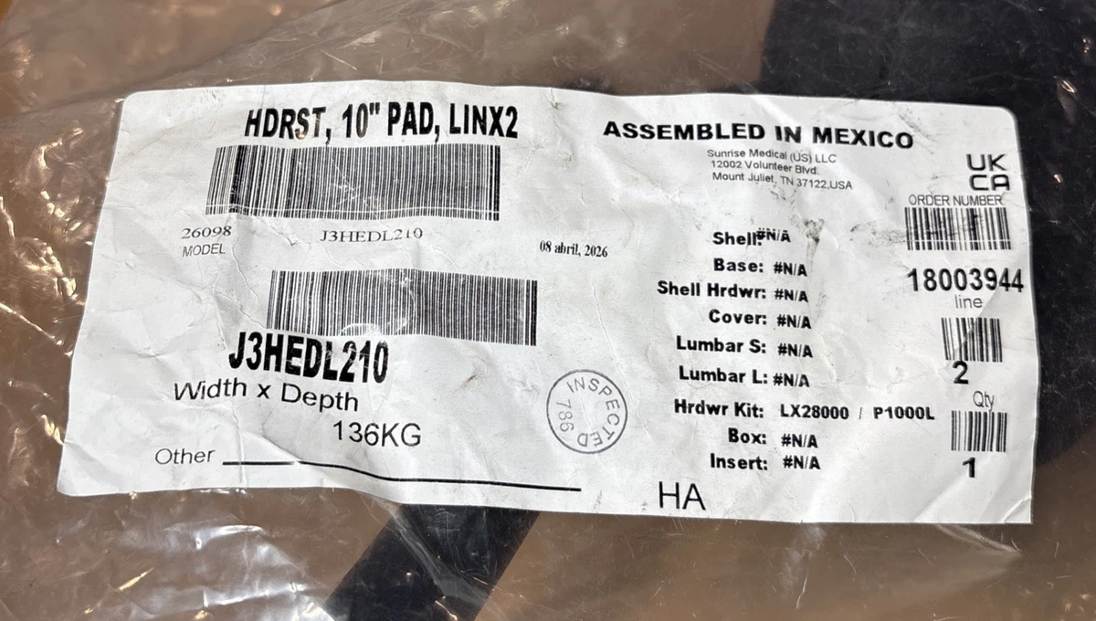 WHITMYER Headrest, 10” Pad ,Linx2 Model 26098 J3HEDL210 photo 6