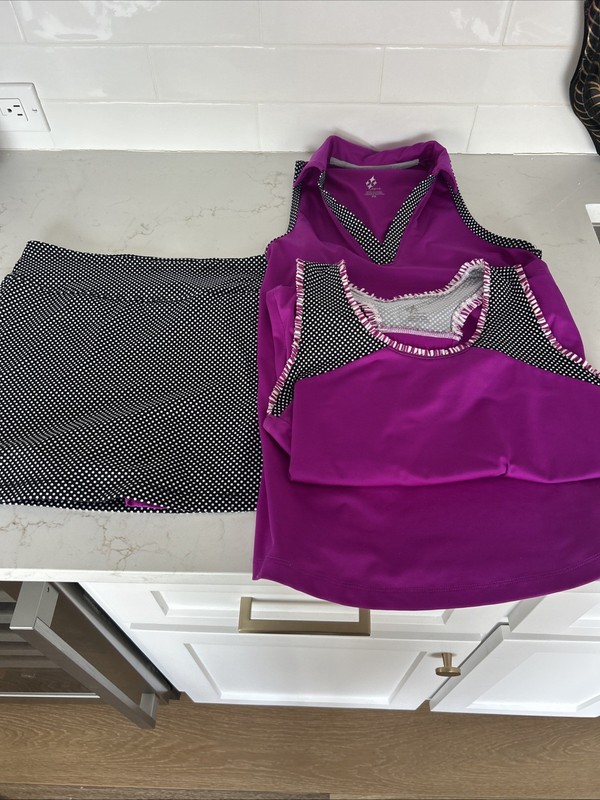 Jofit Matching Golf Outfit 3 Piece Set Women's XS Black White Purple Pickleball